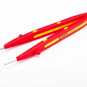VDE绝缘微尖横齿镊子160MM ; 03182