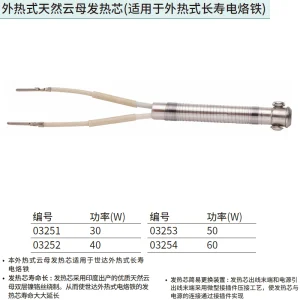 50瓦外热式天然云母发热芯10.0 ; 03253