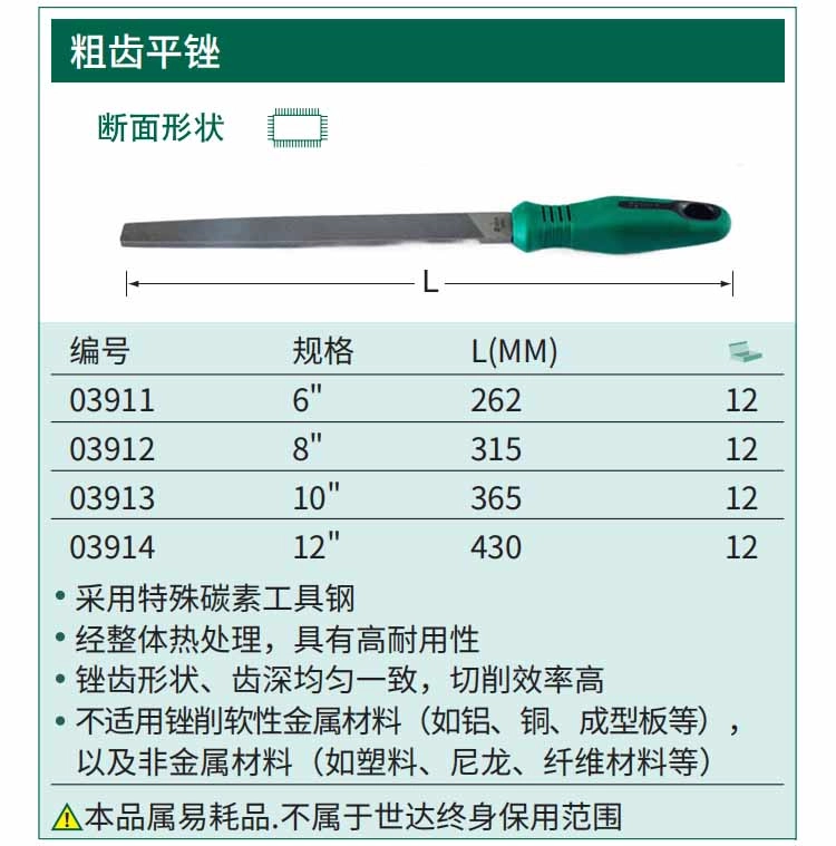 粗齿平锉6" ; 03911