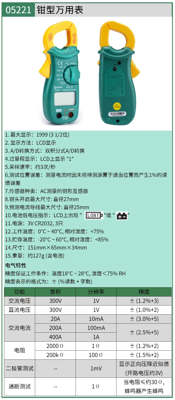 (电商)钳型万用表 ; 05221