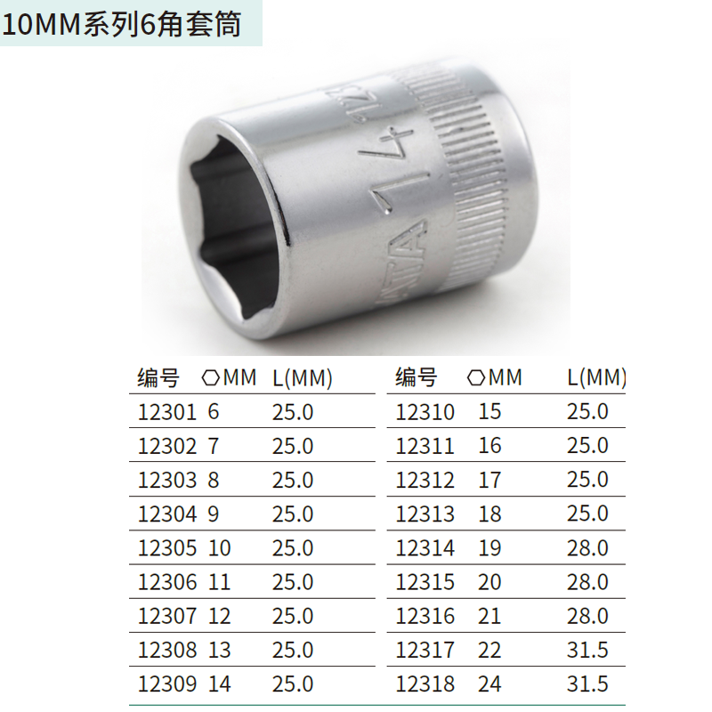 10MM系列6角套筒9MM ; 12304