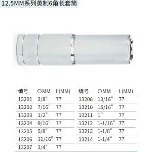 12.5MM系列英制6角长套筒5/8″ ; 13205