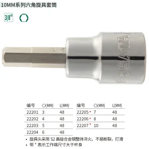 10MM系列六角旋具套筒3MM ; 22201