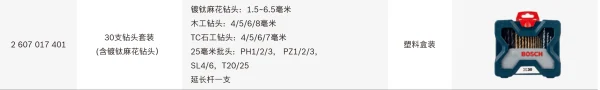 30支钻头套装（含镀钛麻花钻）-蓝色版;2607017401