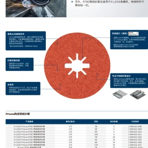 专家级X-LOCK R782 陶瓷钢纸砂碟 125mm,粒号36 (5片装);2608621808