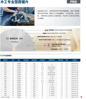 专业级 木用圆锯片 110x1.8/1.0x20mm,T40;2608644190