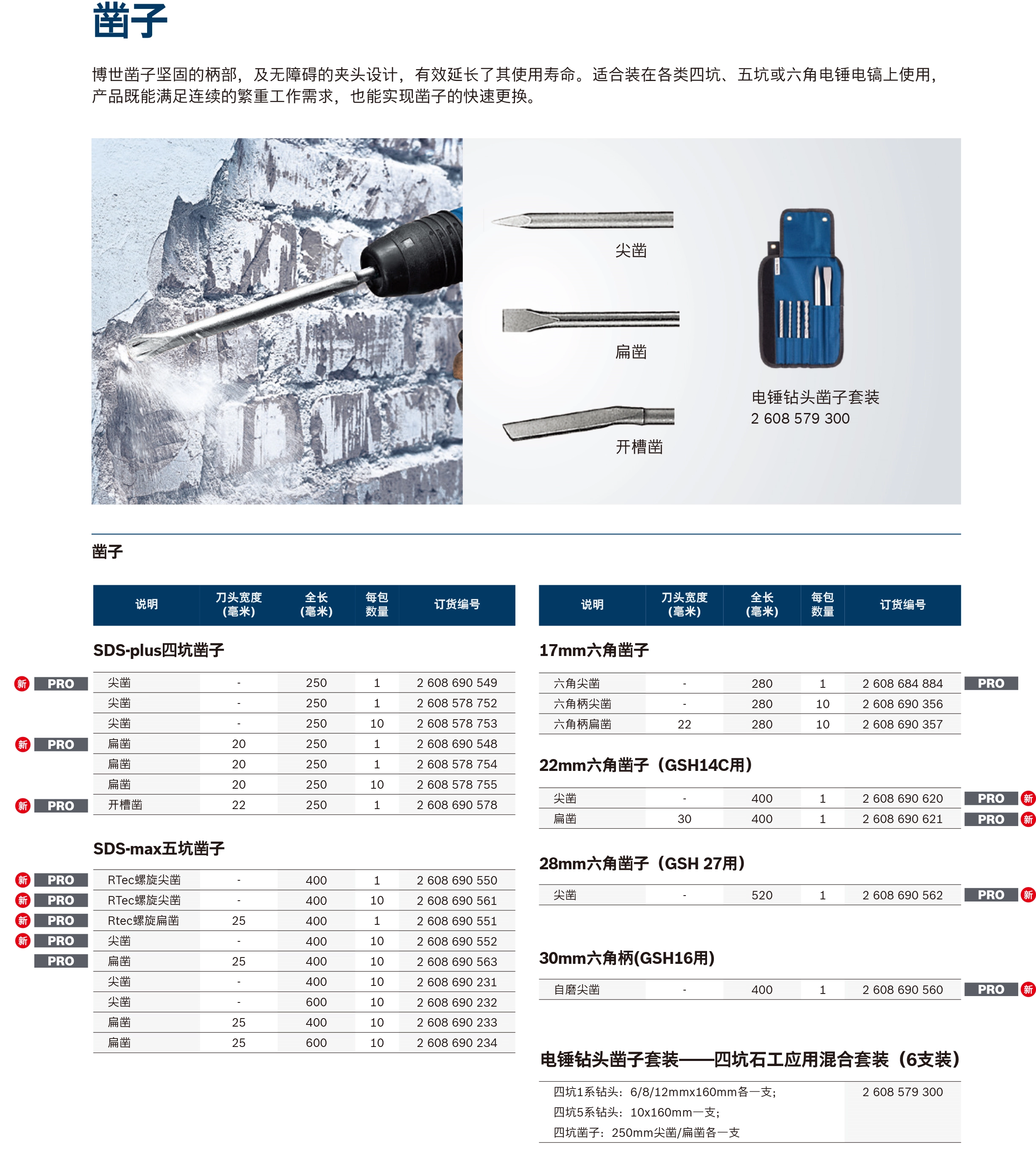 专业级四坑5系尖凿 250mm;2608690549