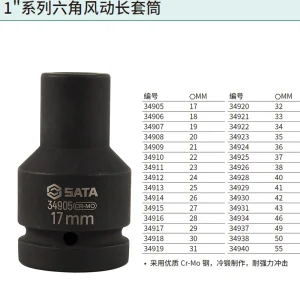 1"系列六角风动长套筒20MM ; 34908