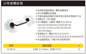 52件装公英制螺纹规;36-166-23
