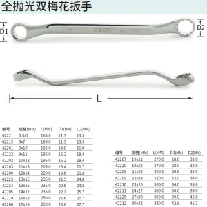 全抛光双梅花扳手12x14MM ; 42204