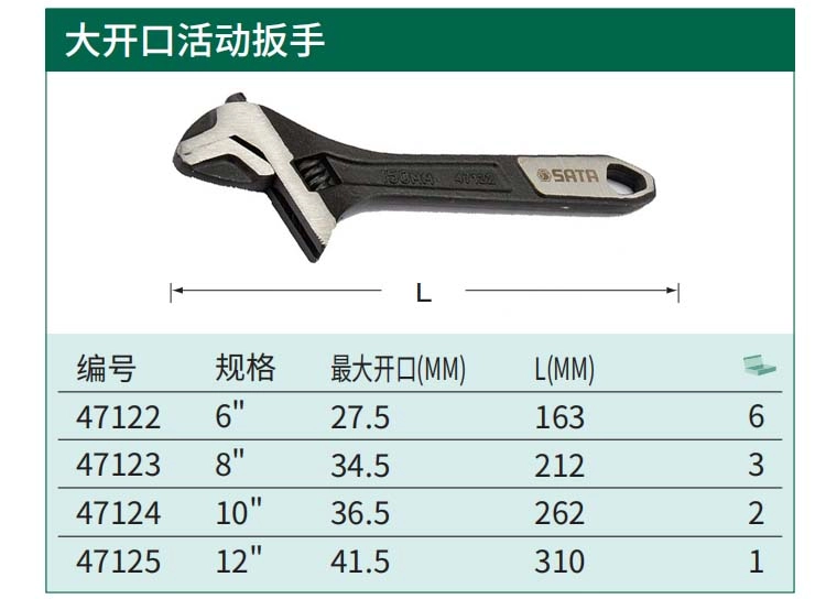 大开口活动扳手6" ; 47122