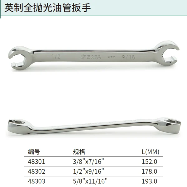 英制全抛光油管扳手1/2"x9/16" ; 48302