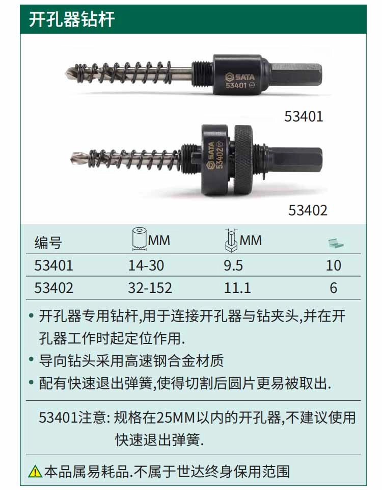 开孔器钻杆14-30MM ; 53401