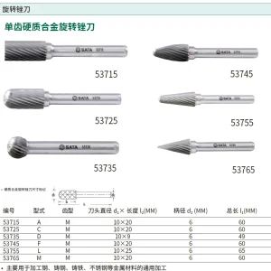 锥形尖头单齿硬质合金旋转锉M1020M06 ; 53765