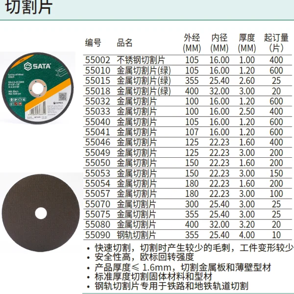 钢轨切割片355x4.0x25.4MM ; 55090