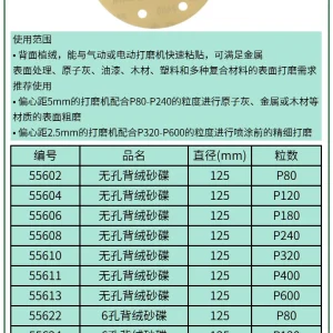 无孔背绒砂碟Ø125xP80 ; 55602