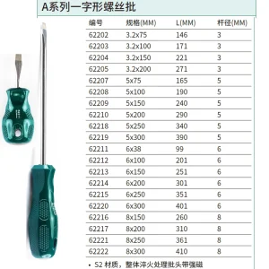 A系列一字形螺丝批3.2x100MM ; 62203