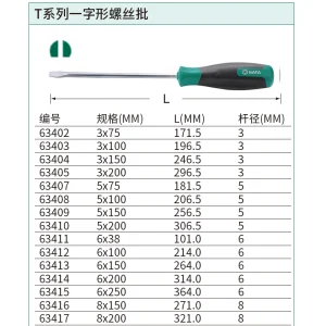 T系列一字形螺丝批6x250MM ; 63415