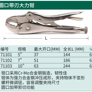 圆口带刃大力钳5″ ; 71101