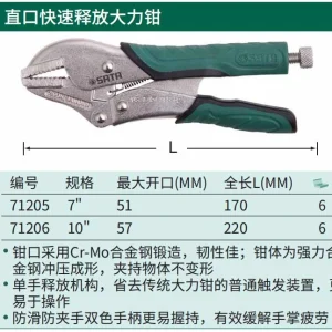 直口快速释放大力钳7″ ; 71205