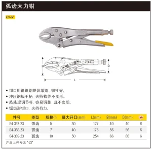 弧齿大力钳5";84-367-23
