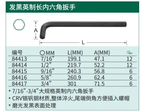 发黑英制内六角扳手7/16" ; 84413