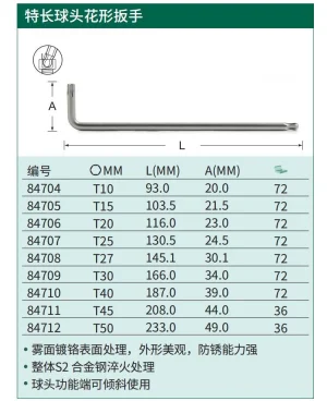 特长球头花形扳手T10 ; 84704