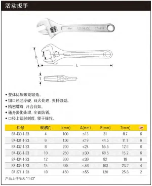活动扳手4";87-430-1-23