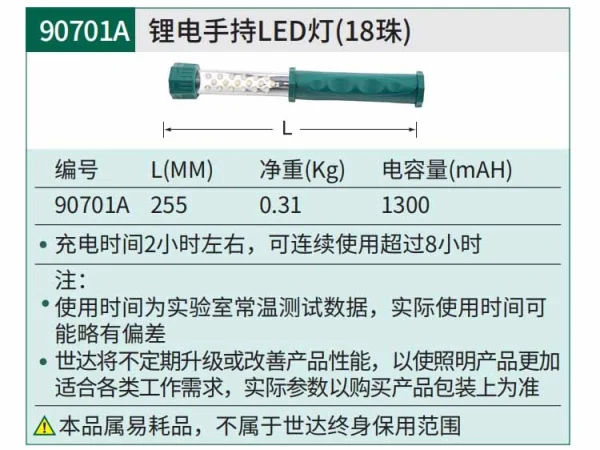 锂电手持LED灯(18珠) ; 90701A