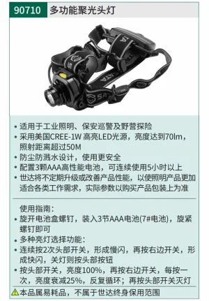 多功能聚光头灯 ; 90710