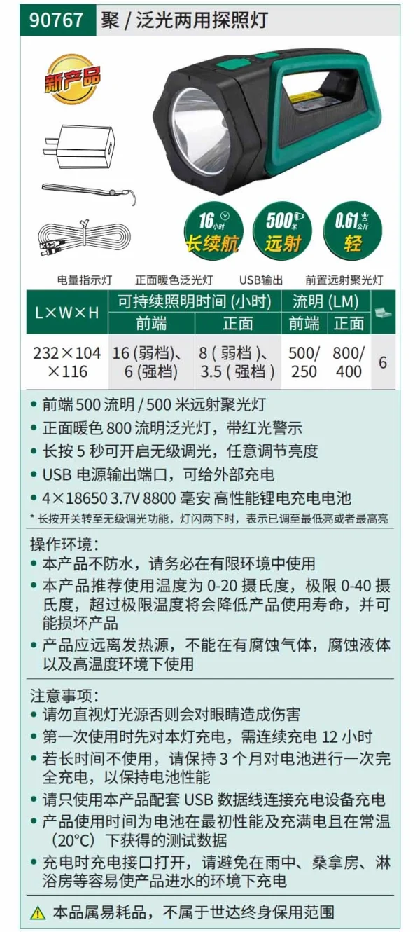 聚光泛光两用探照灯 ; 90767