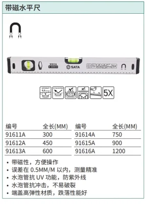 带磁水平尺300MM/12" ; 91611A