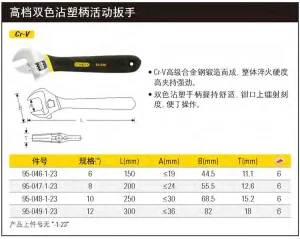 沾塑柄活络扳手6";95-046-1-23