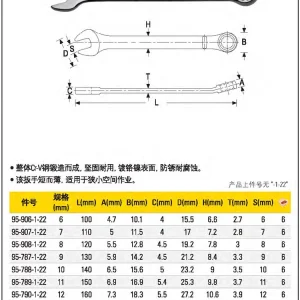 标准型精抛光两用扳手6mm;95-906-1-22