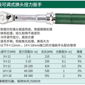 专业级可调式换头扭力扳手1-5N·m ; 96221