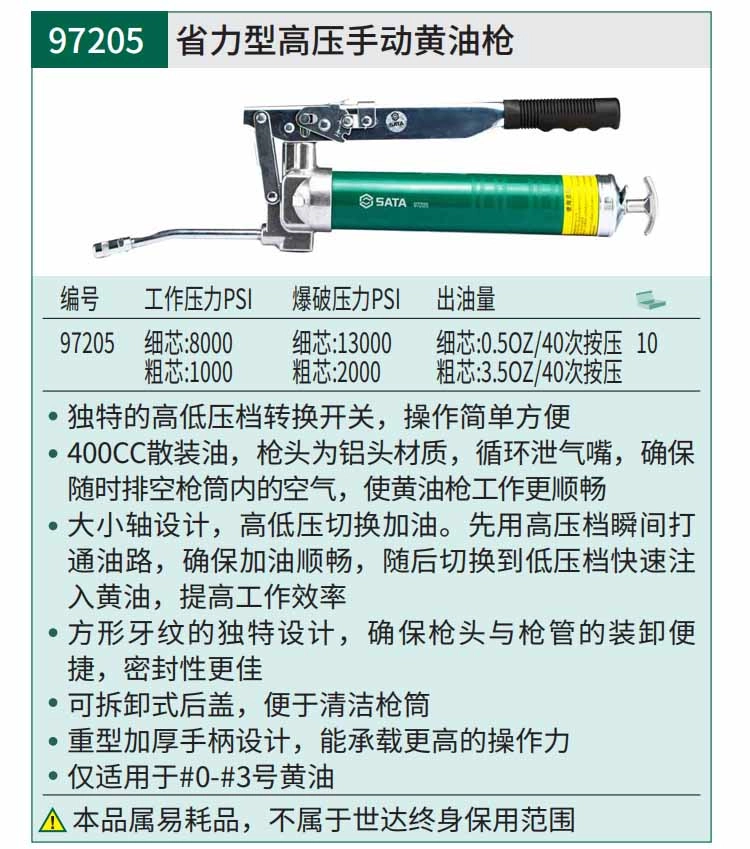 省力型高压手动黄油枪400CC ; 97205