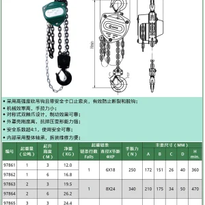 重型手拉葫芦1公吨3米 ; 97861