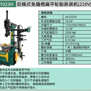 (汽保)后倾式免撬棍扁平轮胎拆装机 ; AE1023H
