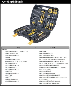 综合维修套装79件套(黑)(套);DL1079