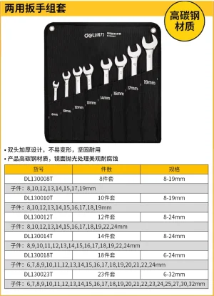 镜面两用扳手套装8件套(银)(套);DL130008T
