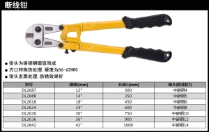 断线钳12寸(黄)(把);DL2687