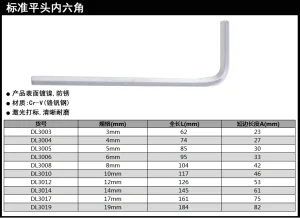 单只标准平头内六角3MM(银)(支);DL3003