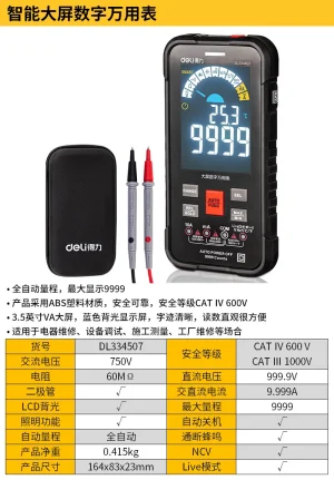 大屏万用表9999位插孔指示灯(红)(台)(售完取消);DL334507