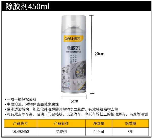 除胶剂450ml蓝罐(蓝)(瓶);DL492450