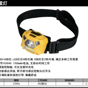 头戴灯280流明1200mAh感应(白)(个);DL5415