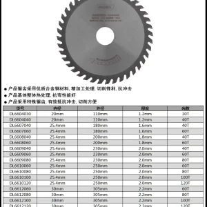 合金钢圆锯片4寸30齿(银)(个);DL6604030