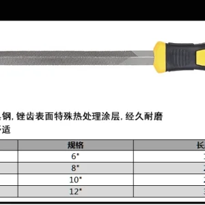 中齿三角锉6寸(黄)(把);DL67106