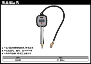 胎压表0.5-10BAR数显(黑)(个);DL7611