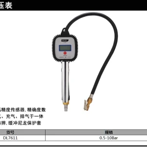 胎压表0.5-10BAR数显(黑)(个);DL7611