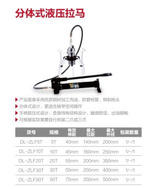 分体式液压拉马10T(黑)(台);DL-ZLF10T